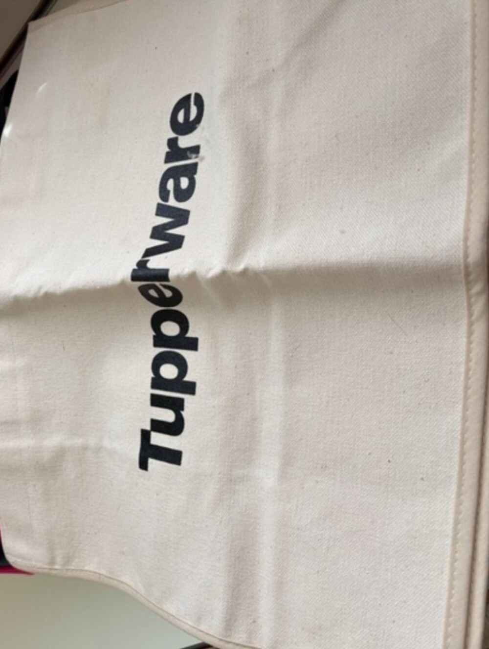 Tupperware Promotional Consultant Logo Cream Canvas Tote Bag with Black Handles! - Picture 9 of 16